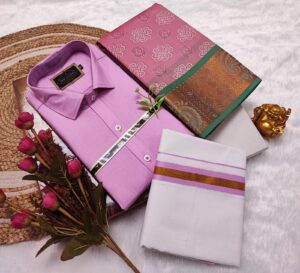 Cotton Blended Heavy Quality Shirt &Dhothi, Saree