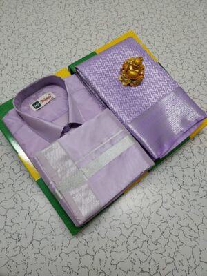 Premium Silk Couple combo set (Shirt-Dhoti + Bridal semi silk sarees )