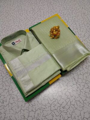 Premium Silk Couple Combo Set (Shirt-Dhoti + Bridal semi silk sarees)