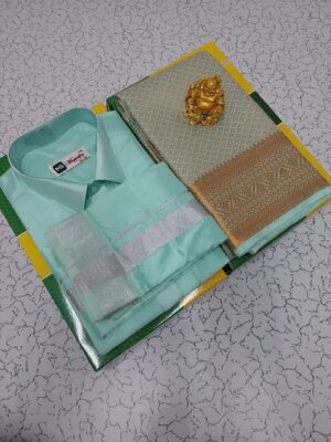 Premium silk Couple combo set (Shirt-Dhoti + Bridal semi silk sarees)