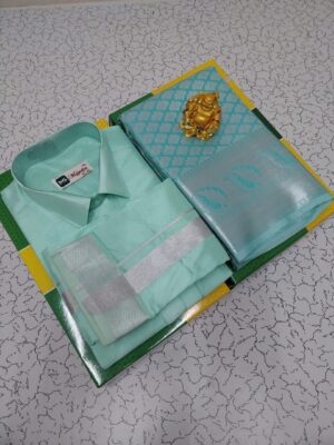 Premium Silk Couple Combo Set (Shirt-Dhoti + Bridal semi silk sarees)