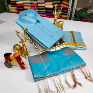 Premium Silk Couple Combo Set (Shirt-Dhoti + Soft Silk Sarees)