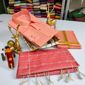 Premium Silk Couple Combo Set (Shirt-Dhoti + Soft Silk Saree)