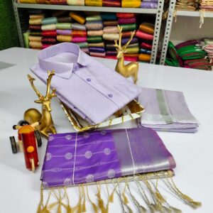 Premium Silk Couple Combo Set (Shirt-Dhoti + Soft Silk Sarees)