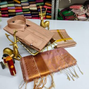 Premium Silk Couple Combo Set (Shirt-Dhoti  + Soft Silk Sarees)