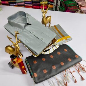 Premium Silk Couple Combo Set (Shirt-Dhoti  + Soft Silk Sarees)