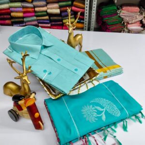 Premium Silk Couple Combo Set(Shirt-Dhoti + Soft Silk Sarees)
