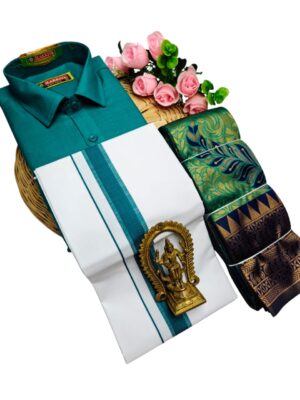 Kubera Pattu Sarees And Cotton Shirt With Silk Cotton Dhoti
