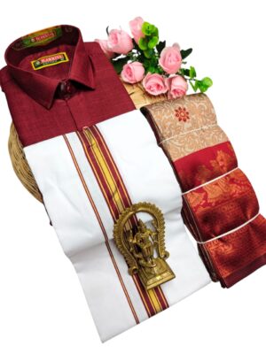 Kubera Pattu Sarees And Cotton Shirt with Silk Cotton Dhoti