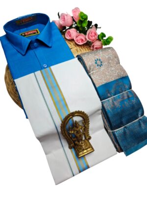Kubera Pattu Sarees And Cotton Shirt With Silk Cotton Dhoti