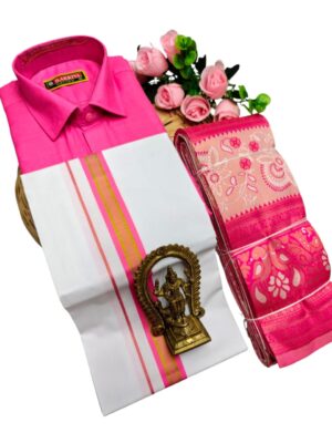 Kubera Pattu Sarees And Cotton Shirt With Silk Cotton Dhoti