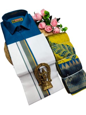Kubera Pattu Sarees And Cotton Shirt With Silk Cotton Dhoti