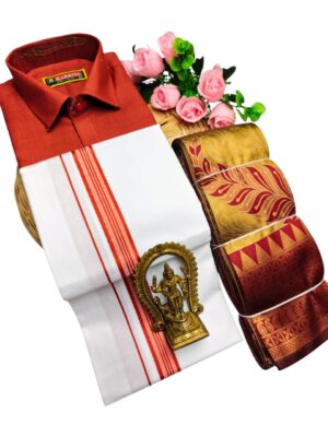 Kubera Pattu Sarees And Cotton Shirt With Silk Cotton Dhoti