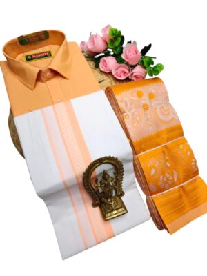Kubera Pattu Sarees And Cotton Shirt With Silk Cotton Dhoti