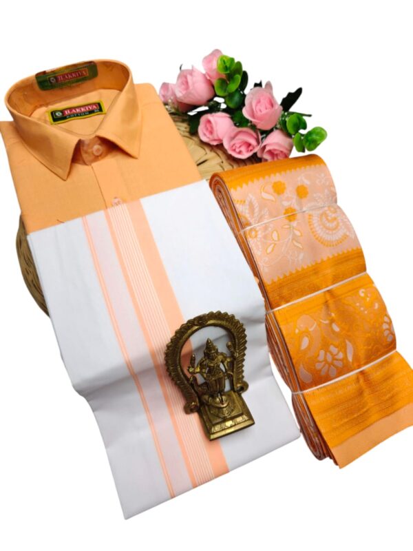 Kubera Pattu Sarees And Cotton Shirt With Silk Cotton Dhoti