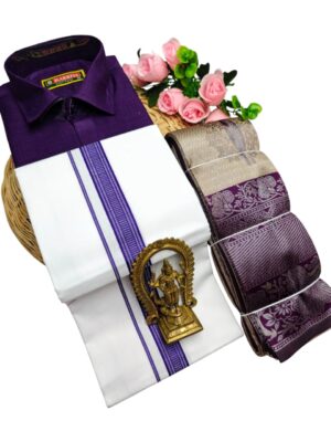 Kubera Pattu Sarees And Cotton Shirt With Silk Cotton Dhoti