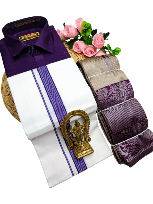 Kubera Pattu Sarees And Cotton Shirt With Silk Cotton Dhoti