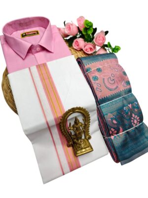 Kubera Pattu Sarees And Cotton Shirt With Silk Cotton Dhoti