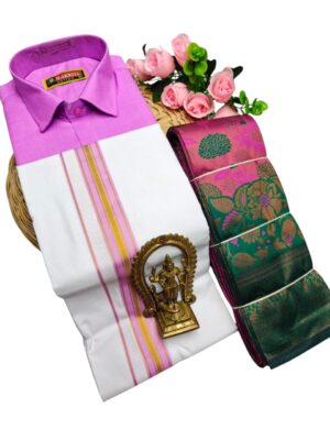 Kubera Pattu Sarees And Cotton Shirt With Silk Cotton Dhoti