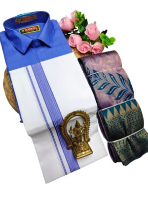 Kubera Pattu Sarees And Cotton Shirt With Silk Cotton Dhoti