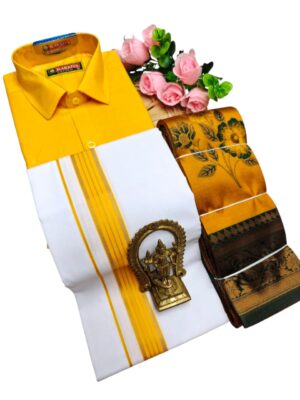 Kubera Pattu Sarees And Cotton Shirt With Silk Cotton Dhoti