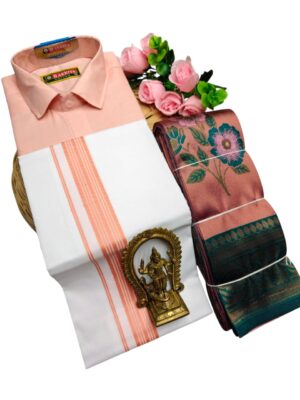 Kubera Pattu Sarees And Cotton Shirt With Silk Cotton Dhoti