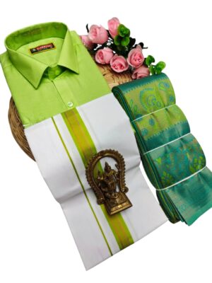Kubera Pattu Sarees And Cotton Shirt With Silk Cotton Dhoti
