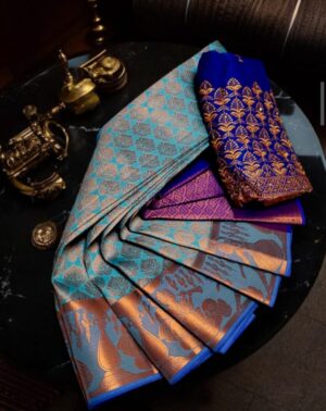 🥰 *KANCHEEPURAM BRIDAL SILK SAREES - SAMUTHRIKA WEDDING COLLECTIONS WITH GRAND DESIGNER AARI WORK BLOUSE* 🥰
