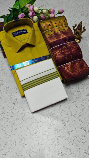 🦋 ELITE BRIDAL PICK &PICK FANCY KUPERA SILK SAREES & COTTON SHIRT WITH SILK COTTON DOTHI MATCHING SET