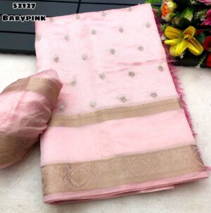 Soft chandari silk saree